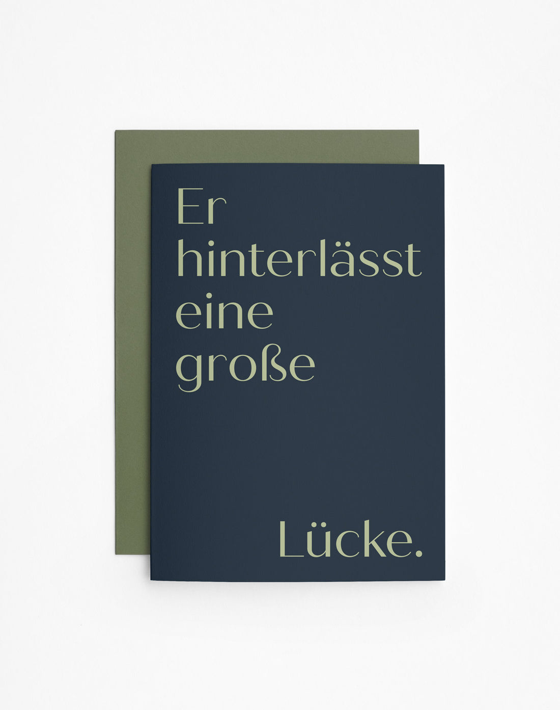 2x Beileidskarten „Er hinterlässt eine große Lücke.“